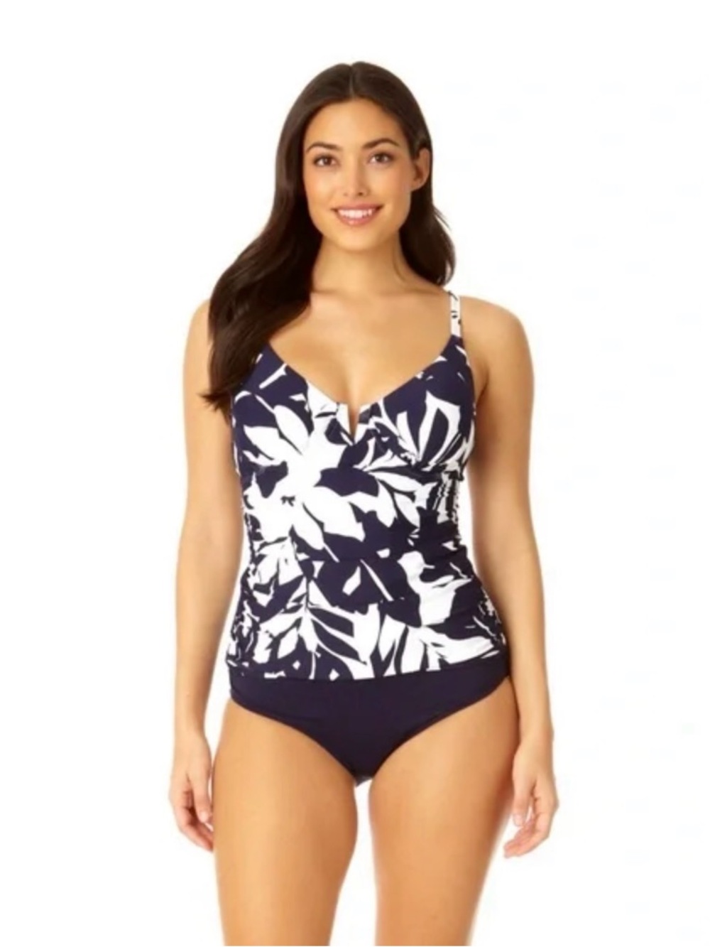 ANNE COLE NWT V-Wire Tankini Swim Top *Coastal Palms S
